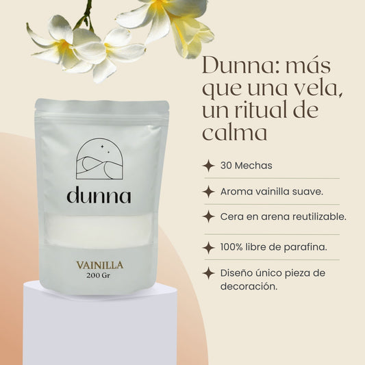 Velas de Arena Vainilla (200gr) + 30 Mechas