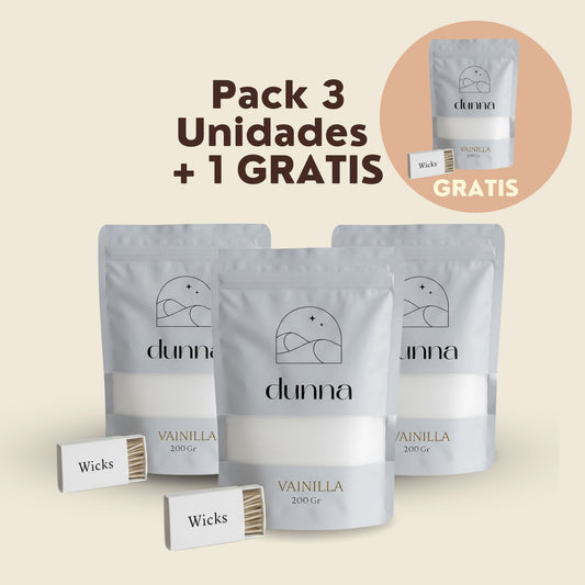 Pack 3 Velas de Arena Vainilla (200gr) + 1 GRATIS + 120 Mechas