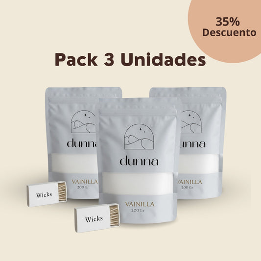 Pack 3 Velas de Arena Vainilla (200gr) + 90 Mechas