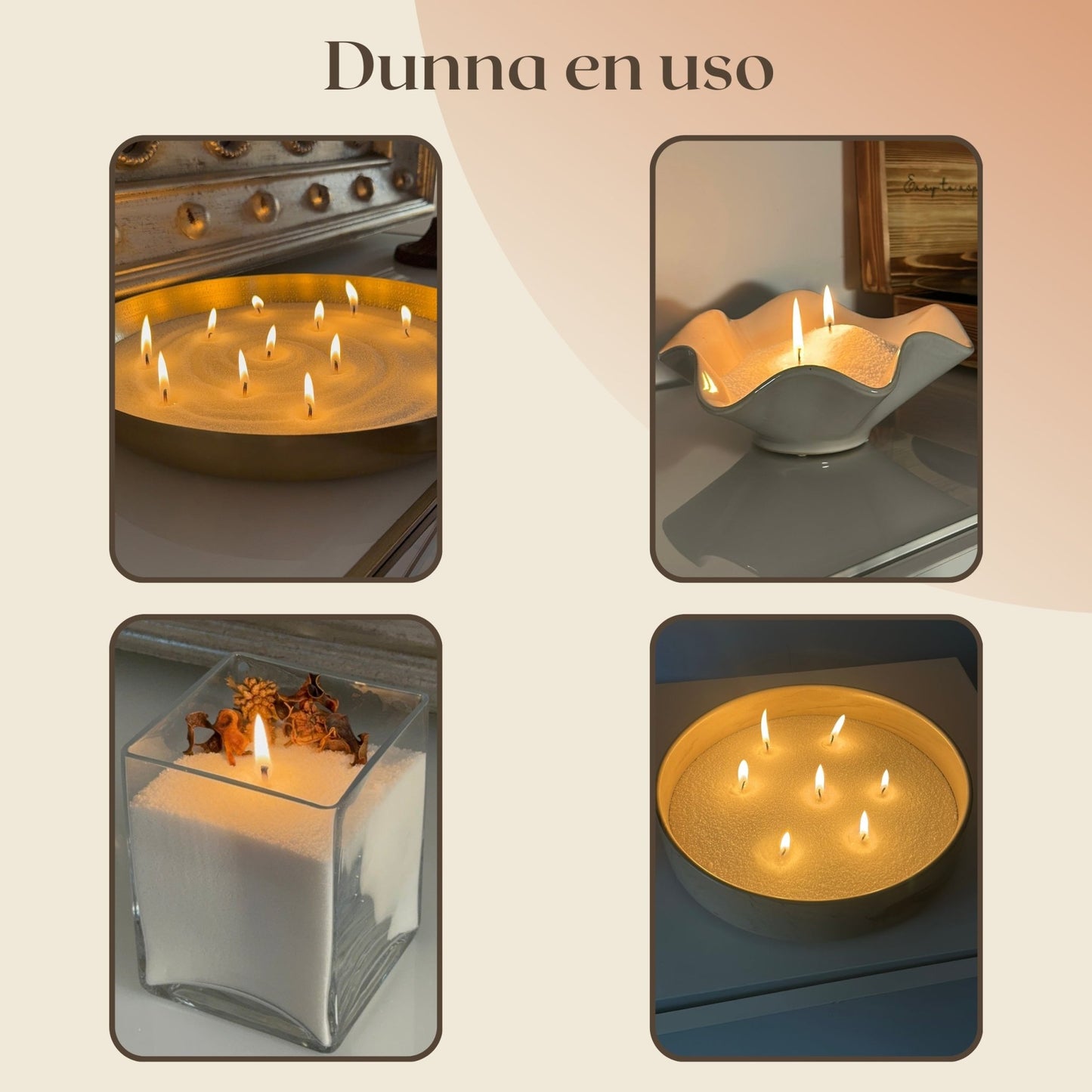 Velas de Arena Vainilla (200gr) + 30 Mechas