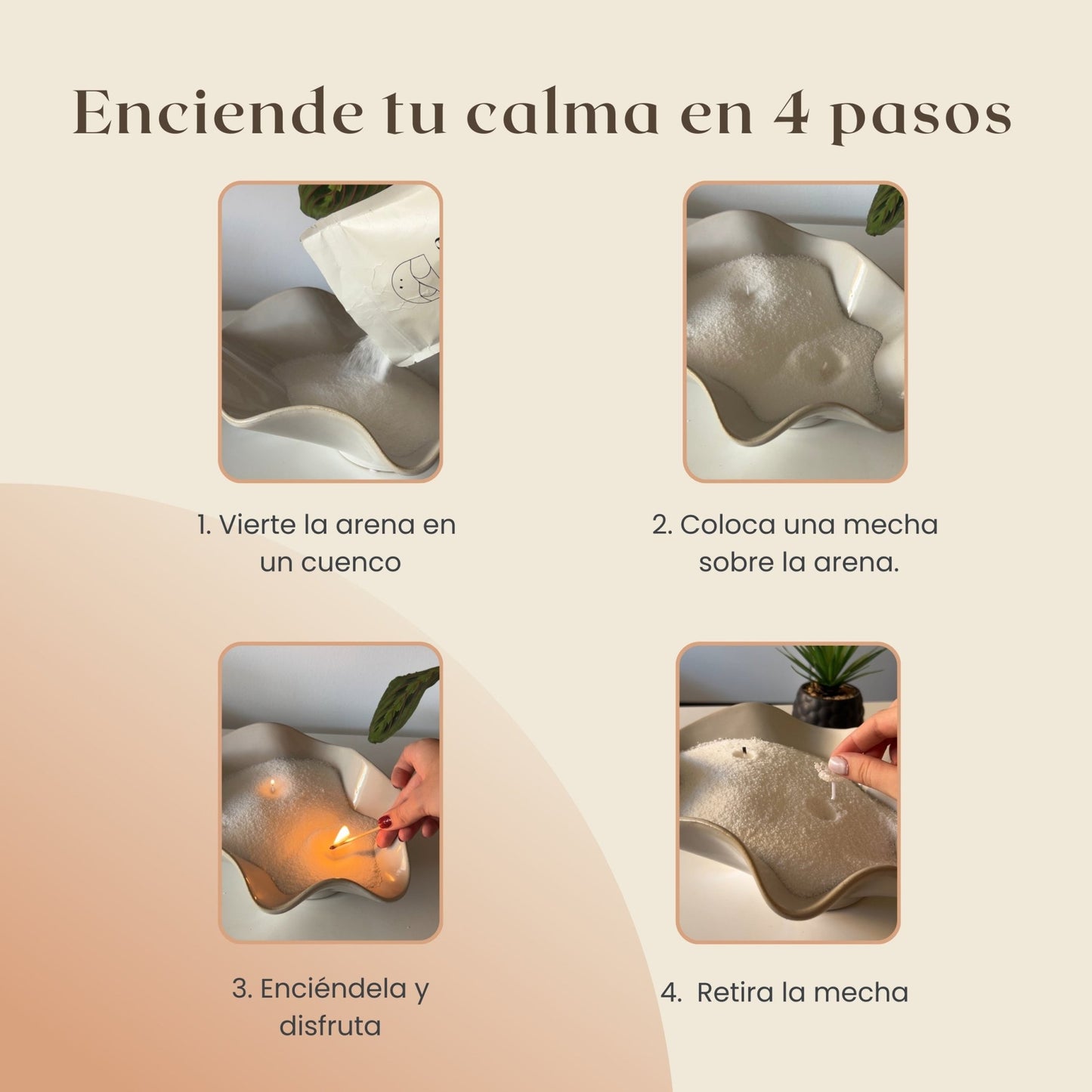 Velas de Arena Vainilla (200gr) + 30 Mechas